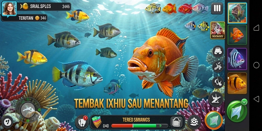 Screenshot menunjukkan gameplay Tembak Ikan yang seru dan menantang.
