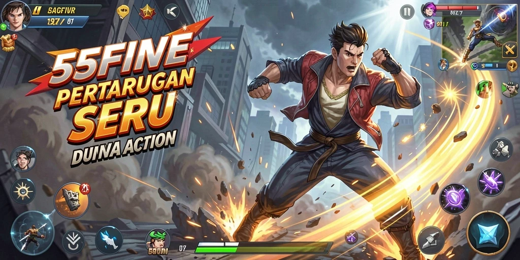 Gameplay mendebarkan dengan pertarungan intens di 55FIVE.