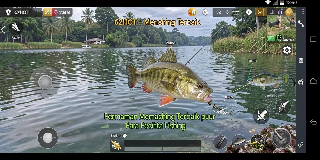 Tampilan gameplay menarik dalam 62HOT dengan suasana memancing yang hidup.