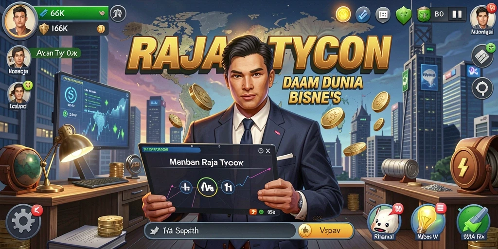 Screenshot gameplay 66K menampilkan manajemen bisnis yang dinamis.