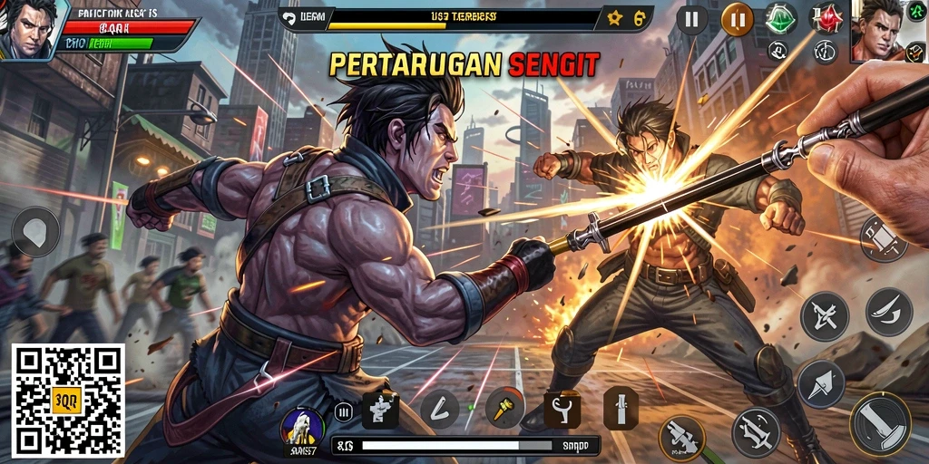 Tangkapan layar menunjukkan pertarungan intens di 8QR.