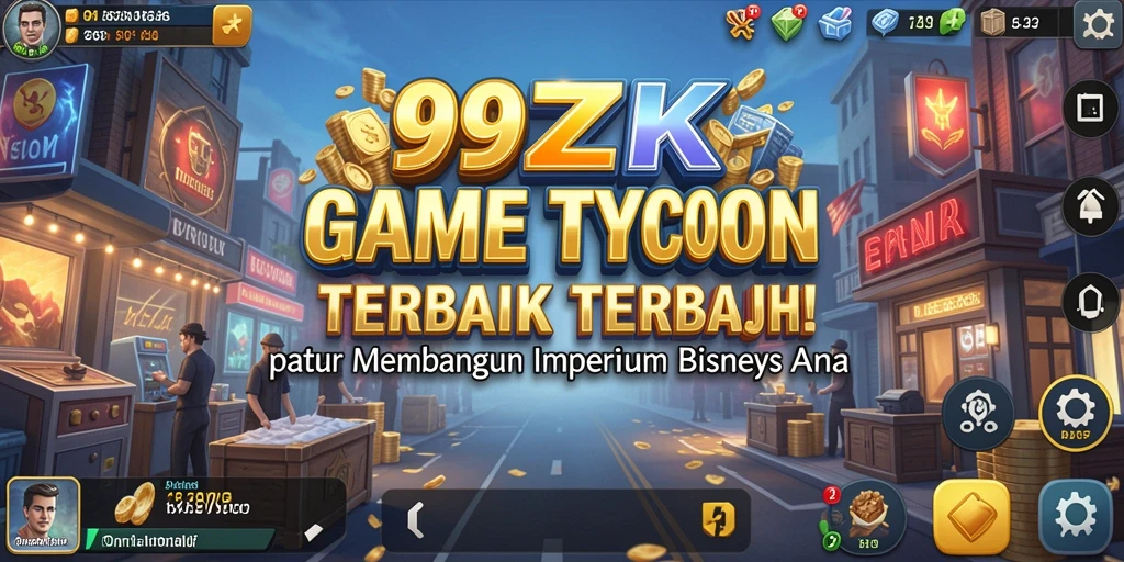 Screenshot gameplay 99ZK menunjukkan manajemen bisnis yang seru.