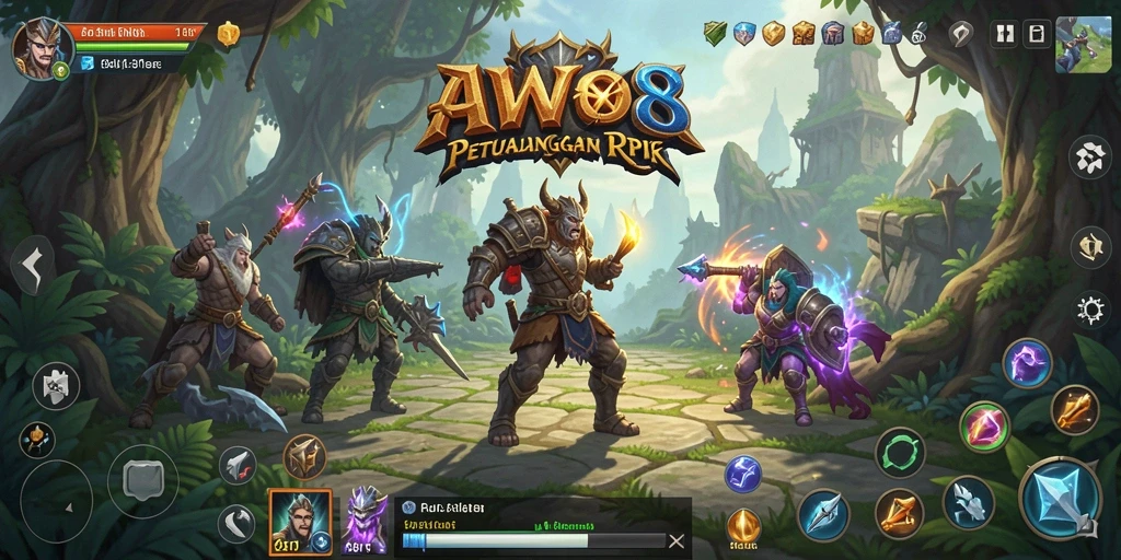 Screenshot yang menampilkan aksi seru dalam gameplay RPG AW8.