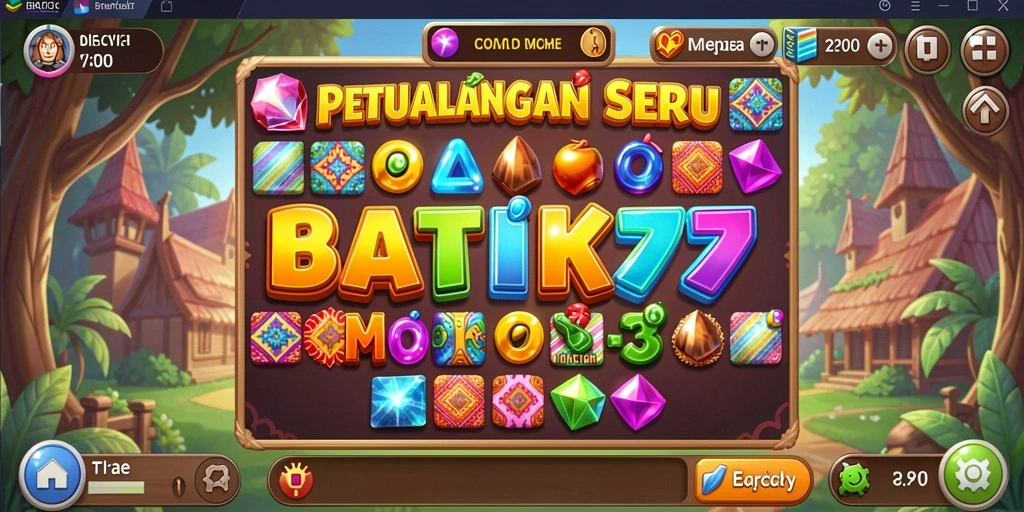 Tangkapan layar permainan BATIK77 menampilkan pola batik yang memukau dan gameplay yang seru.