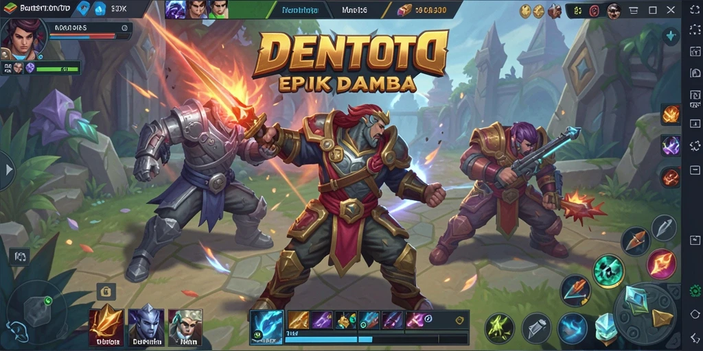 Gameplay DENTOTO yang seru dan strategis di lapangan pertempuran.