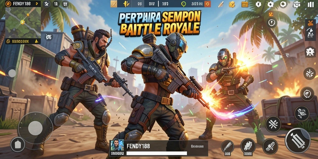 Tampilan gameplay mendebarkan di arena pertempuran FENDY188.