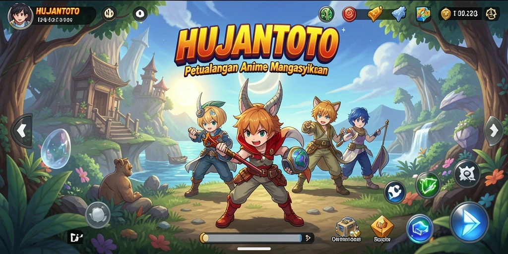 Tampilan epic dari gameplay HUJANTOTO yang menampilkan karakter Anime.