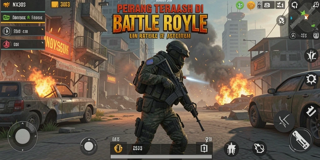 Gameplay seru NX303 dalam lingkungan Battle Royale yang kompetitif.