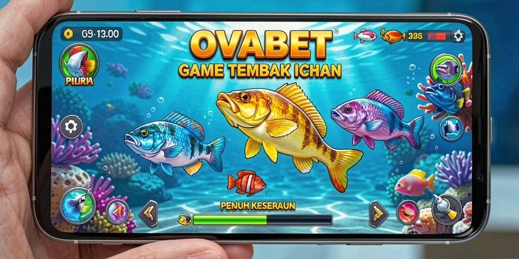 Tampilan gameplay <strong>OVABET</strong> yang menarik saat menembak ikan.