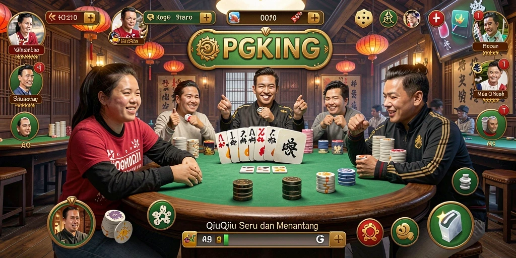 Screenshot gameplay PGKING menampilkan aksi QiuQiu yang seru.