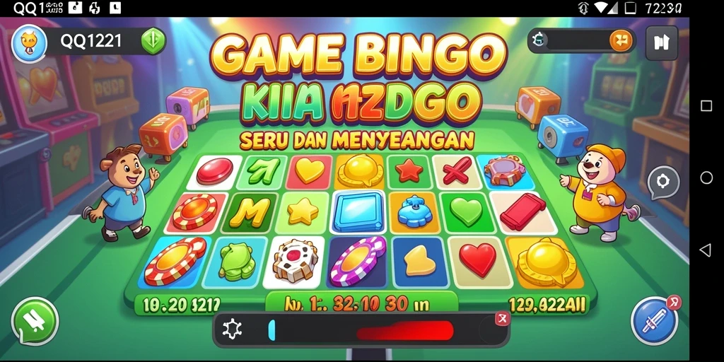Screenshot utama QQ1221 menampilkan gameplay Bingo yang seru dan penuh warna.