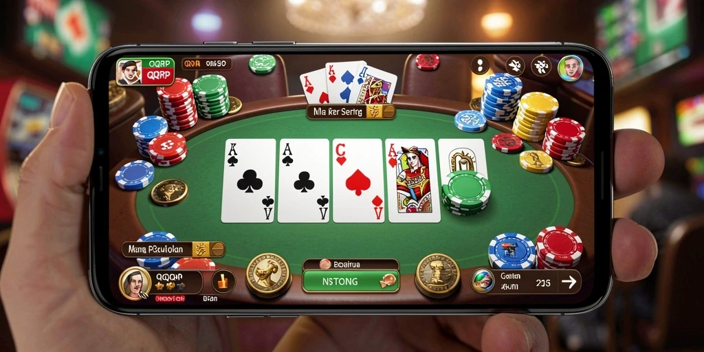 Screenshot gameplay QQRP yang menampilkan suasana poker yang seru.