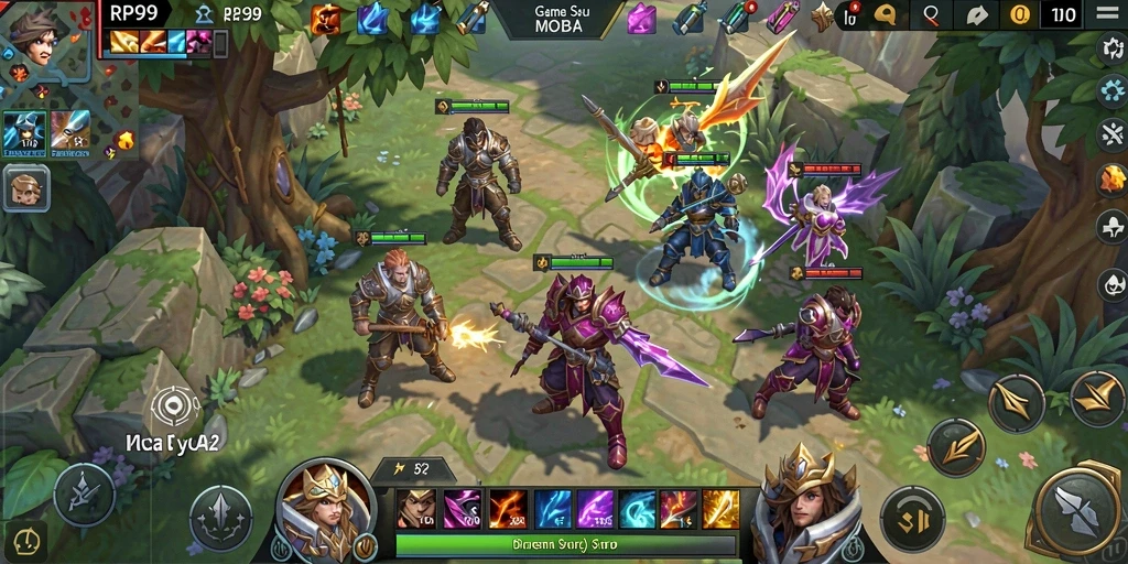 Gameplay seru RP99 dalam pertarungan MOBA yang menantang.