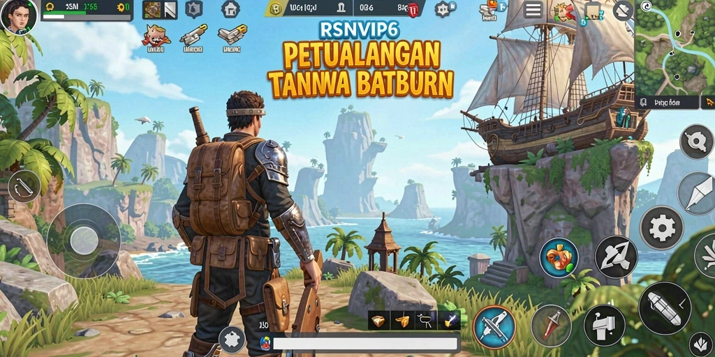 Tangkapan layar RSNVIP6 menampilkan eksplorasi dunia terbuka yang memukau.