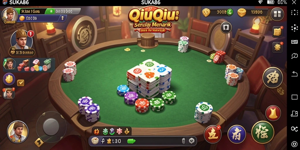 Tampilan gameplay menegangkan QiuQiu di SUKA86.
