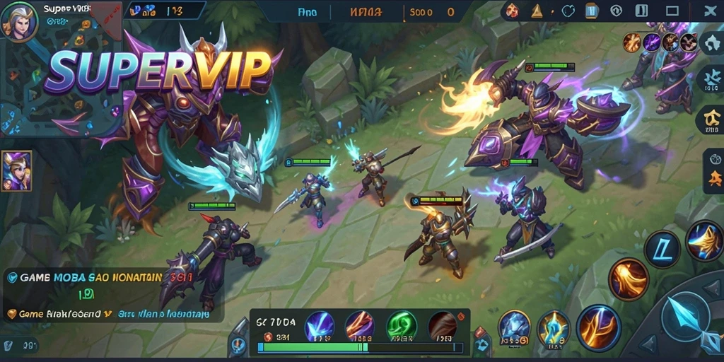 Tangkapan layar menunjukkan pertarungan seru dalam game MOBA SUPERVIP.